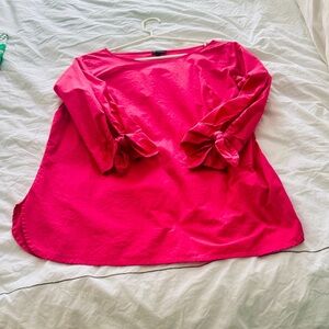 Talbots Pullover Blouse 100% Cotton Tie cuffs